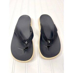 OLUKAI Women's Black Nua Pio Flip Flop US 9